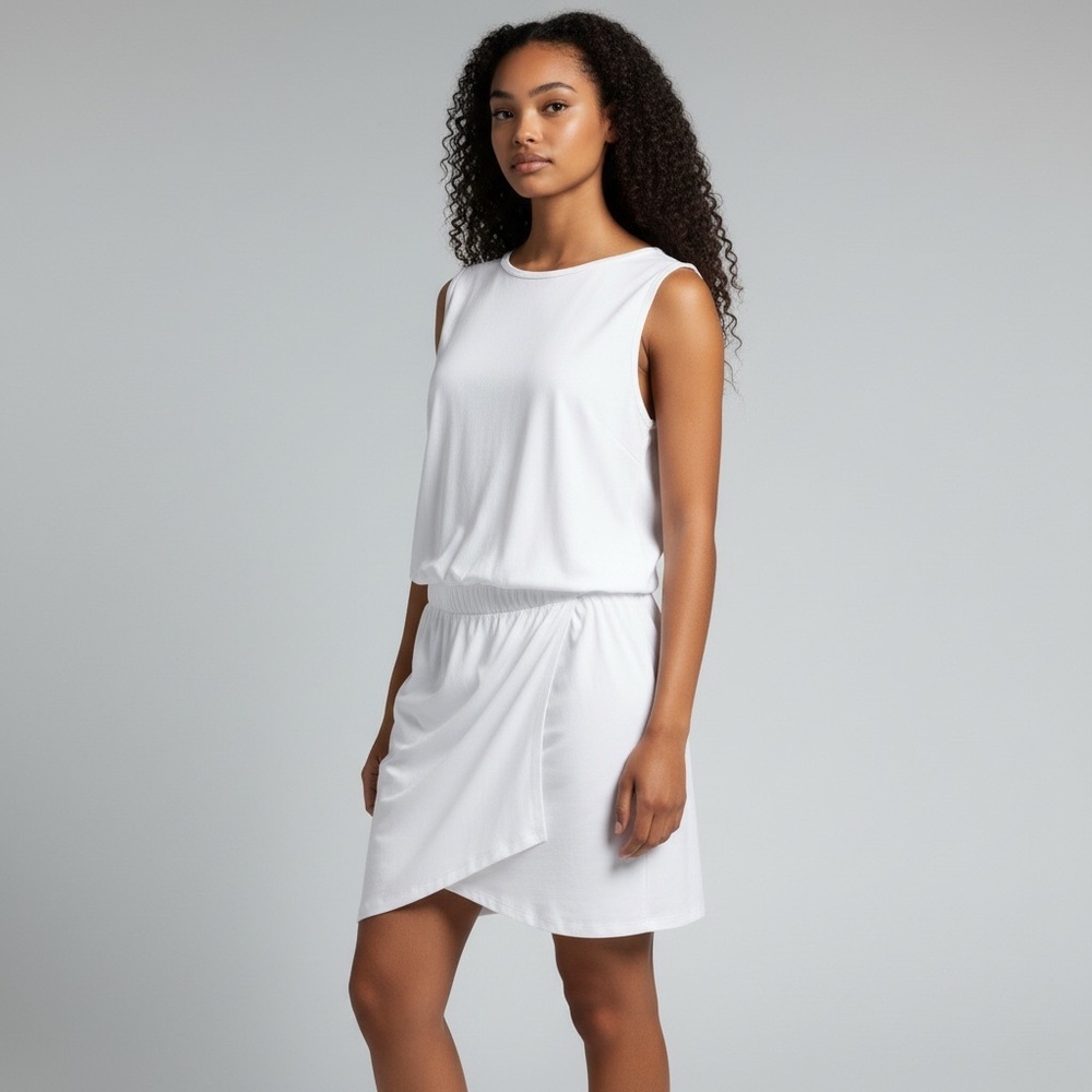 Theory - White Cotton Jersey Drape front Romper - Size Large
